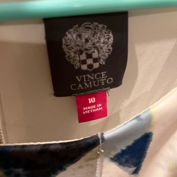 Vince Camuto Blue Yellow Sleeveless Flare … - Picture 8 of 8